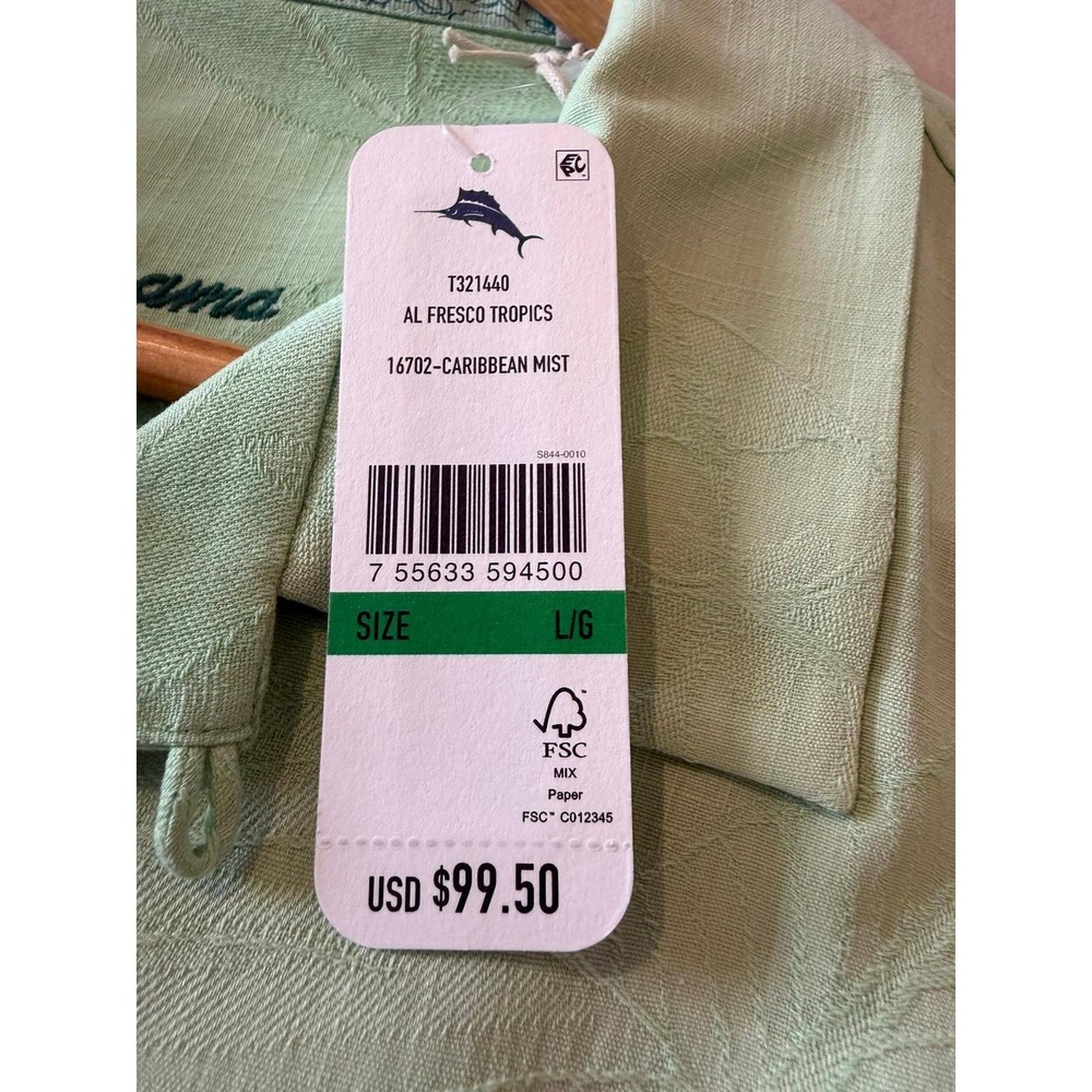 Tommy Bahama Al Fresco Tropics Silk Camp Shirt Caribbean Mist Green NWT Large - Picture 6 of 7
